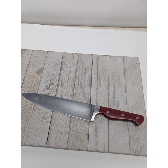 Paula Deen Chef Knife Stainless Steel Red Handle 8" Blade 13-1/2" Long - Picture 1 of 12